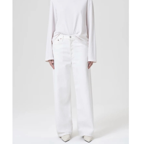 NWT Agolde Clara Low Rise Baggy Flare Jeans in Milkshake sz 30
